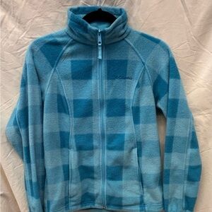 Columbia Kids Teal Checkered Fleece Jacket
